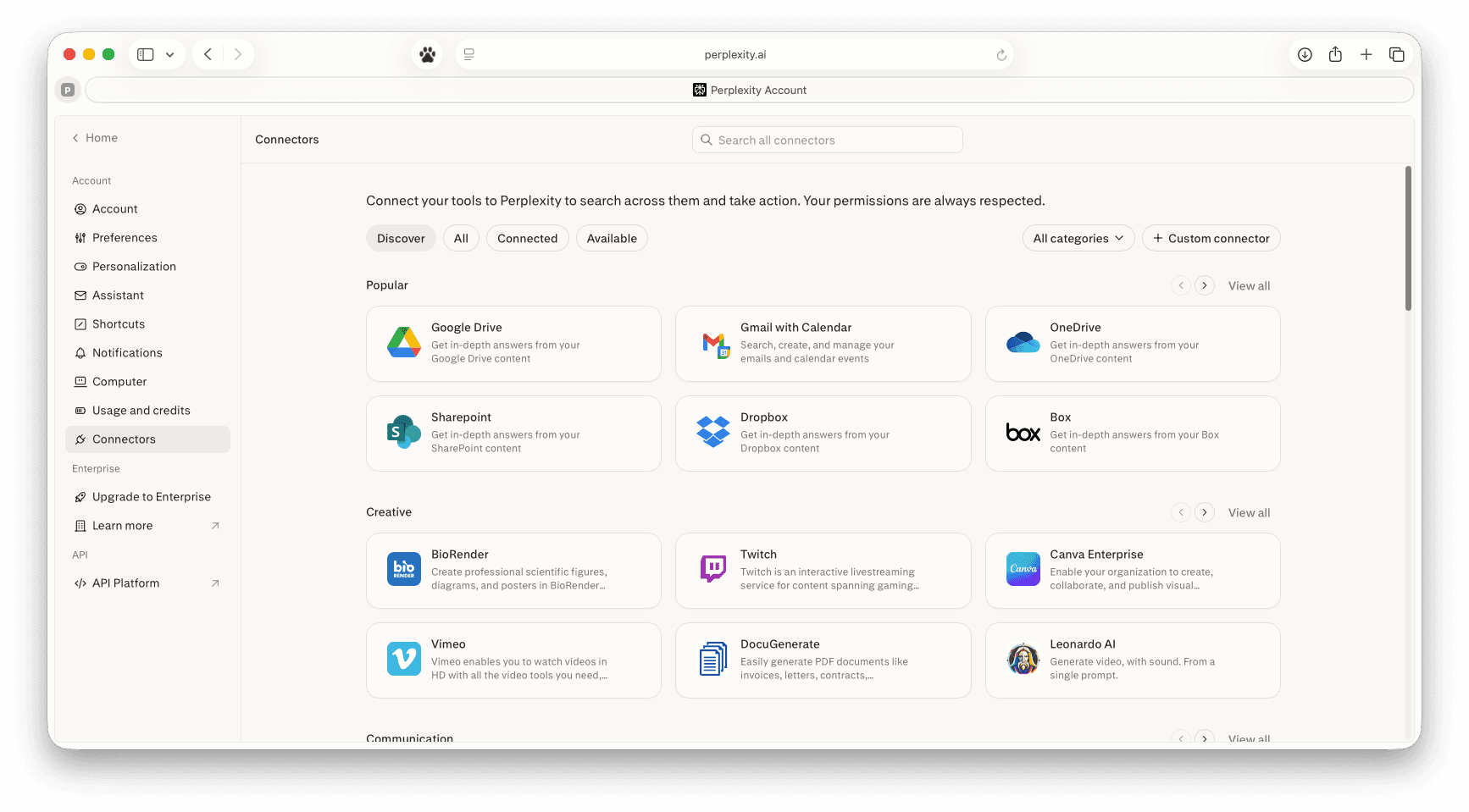 Perplexity Connectors